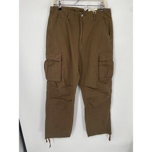 Mnml Vintage Cargo Pants Mens 32 Brown Cotton Drawstring Hem Ultra Baggy NWT